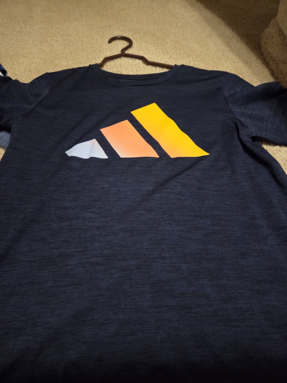 adidas Navy Short-Sleeve Tee with Yellow & Coral Logo